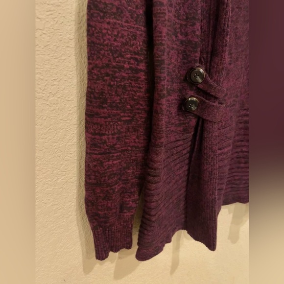 APT 9 Heathered Plum Shawl Collar Sweater Cardigan Button Accent Size XS - Picture 4 of 9